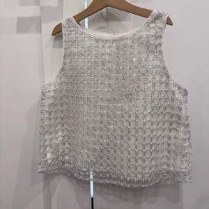 Zara White Textured Tank Top